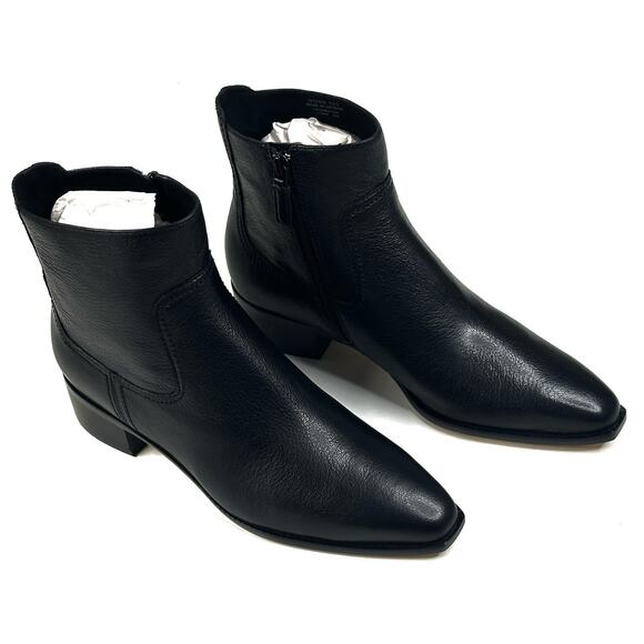 COLE HAAN Naia Black Leather Ankle Boot Bootie Womens Sz. 8.5B Side Zip New $200 - Picture 1 of 13